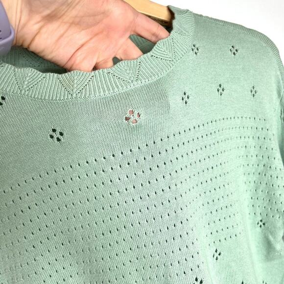 LC Lauren Conrad Pastel Green Eyelet Sweater XS - Picture 5 of 9
